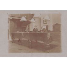 Two Elderly Man Playing Billiards Table Pre 1905 Old RPC Postcard