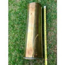 World War One trench Art vase brass shell has floral decoration dated 1916 1917