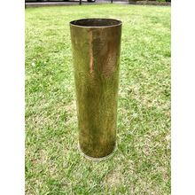 World War One trench Art vase brass shell has floral decoration dated 1916 1917