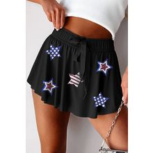 Black Sequined Flag Star Active Mini Skort