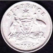 1946 Australia 1 Sixpence coin