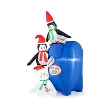 6 Feet Lighted Christmas Inflatable Penguins and Snowman with Built-in LED Li...