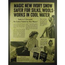 1940 Ivory Snow Detergent Ad - Safer for Silks, Wools