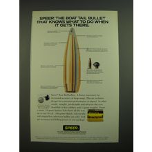 1989 Speer Boat Tail Bullets Ad - The boat tail bullet that knows what to do