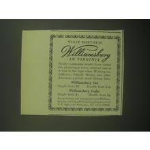 1946 Williamsburg Inn Advertisement - Visit Historic Williamsburg in Virginia