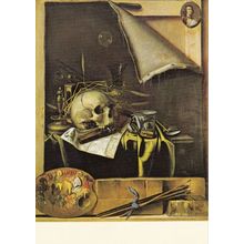 Cornelis Gysbrechts Symbols Of Mortality Yorkshire Medieval Painting Postcard