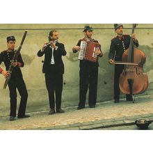 Prague Fireman Firemen Musicians Busking Award Holland Postcard
