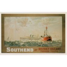 Southend On Sea District Railway Trains Ship Old Transport Poster Postcard