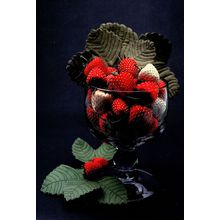 Embroidered Strawberries & Leaves In Glass Goblet Heide Jenkins Postcard
