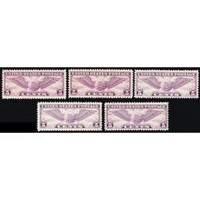 C12, Mint NH 5¢ Five F-VF Copies - Airmail Stamps SCV $87.50 * Stuart Katz