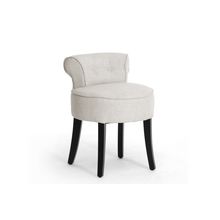 Modern Light Beige Linen Scrollback Lounge Stool Vanity Chair Fully Assembled