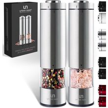 Electric Salt and Pepper Grinder Set - Battery Operated Stainless Steel Mill wit