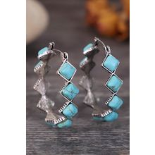 Green Square Turquoise Gem Earrings