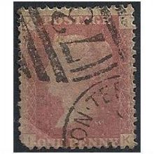 1858 SG43 1d Red Plate 157 Good Used Rounded Corner Check Letters "IK".