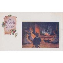 A Victorian Fireside Childrens Story Antique Postcard