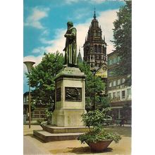 GUTENBURG MONUMENT, MAINZ, GERMANY used postcard 1972 =
