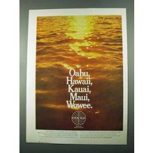 1969 Pan Am Airline Ad - Oahu Hawaii Kauai Maui Wowee