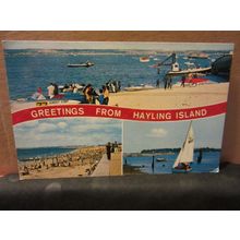 multiview. HAYLING ISLAND. HAMPSHIRE. used postcard by Constance 1979 postmark =