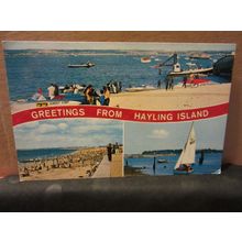 multiview. HAYLING ISLAND. HAMPSHIRE. used postcard by Constance 1979 postmark #