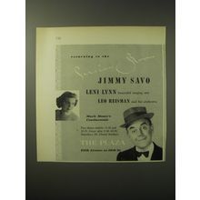 1948 The Plaza Hotel Ad - Returning to the Persian Room Jimmy Savo, Leni Lynn