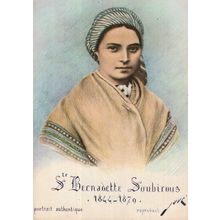 Lourdes St Bernadette Rare Real Photo Painting Postcard