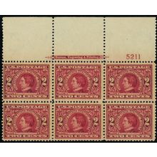 370, Mint F-VF NH 2¢ Top Plate Block of Six Stamps - Stuart Katz