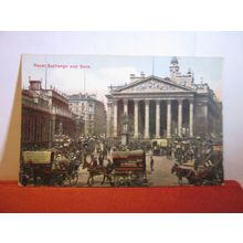 THE ROYAL EXCHANGE, LONDON . used antique postcard. stamp missing =