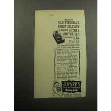 1957 Joyner's Ham Advertisement - Enjoy old Virginia's finest delicacy