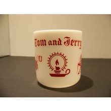 Vintage Hazel Atlas Tom & Jerry Mug White w/ Red Print 3" 1940's