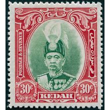 Kedah 1937 30c green & scarlet SG63 unused