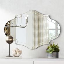 Scalloped Wall Mirror, 40"X28" Large Frameless Decorative Mirrors with Elegant B