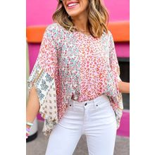 Multicolor Animal Floral Mix Print Cape Top