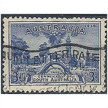 Australia 1936 SG162 3d Blue Cent of S Australia F/U