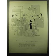 1950 Kimberly-Clark Levelcoat Printing Paper Ad - cartoon by Tony Barlow