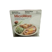Vintage Anchor Hocking Microware Divided Plate With Cover PM486/T1 Microwave