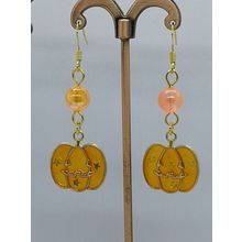 Halloween Pumpkin Charm Beaded Earrings