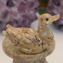 Steatite Soapstone Carved Duck MINI Stone Pet Animal Carving Bird Figurine 1.5"