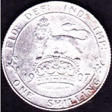 1907 Great Britain 1 Shilling Silver Coin