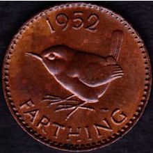 1952 Great Britain 1 Farthing Coin