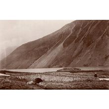 OAP Old Lady On Wall At Wasdale Lake Cumbria Real Photo Postcard