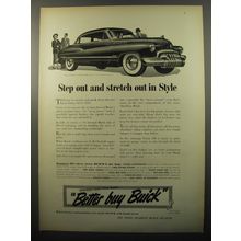 1950 Buick Super 126 Car Ad - Step out and stretch out in Style