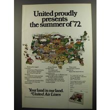 1972 United Air Lines Ad - United proudly presents the summer of '72