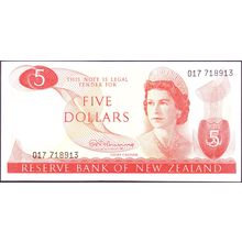 1967 - 1968 New Zealand Banknote 5 Dollars Fleming
