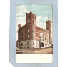 Rhode Island Pawtucket Postcard State Armory Street Scene~1095