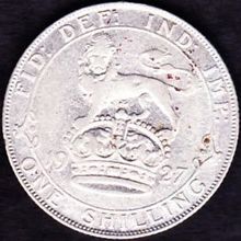 1927 Great Britain 1 Shilling Silver Coin Old Reverse