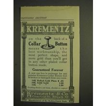 1914 Krementz Collar Button Ad - Best Workmanship