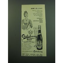 1949 Carlsberg Beer Ad - Europe's most distinguished beer