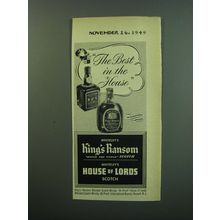 1949 Whiteley's King's Ransom and House of Lords Scotch Advertisement
