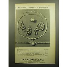 1960 J.E. Caldwell Jewelry Ad - Caldwell Diamonds in Platinum