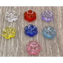 13mm Clear Flower Plastic 2 Hole Flat Buttons Baby Cardigan Knits Bright Colours